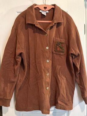 Vintage Rust Button-Front Men’s Sweater Jacket